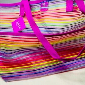 💗Ulta Beauty Rainbow Purple Front Pockets and Snap Closure Tote Bag NWT💗